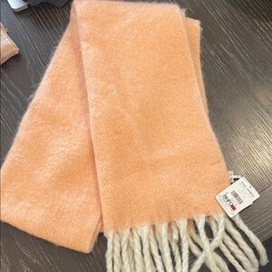 Free People Peach Fringe Scarf